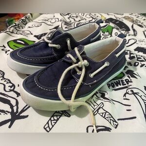 Gymboree Blue and White Sneakers with Canvas Design